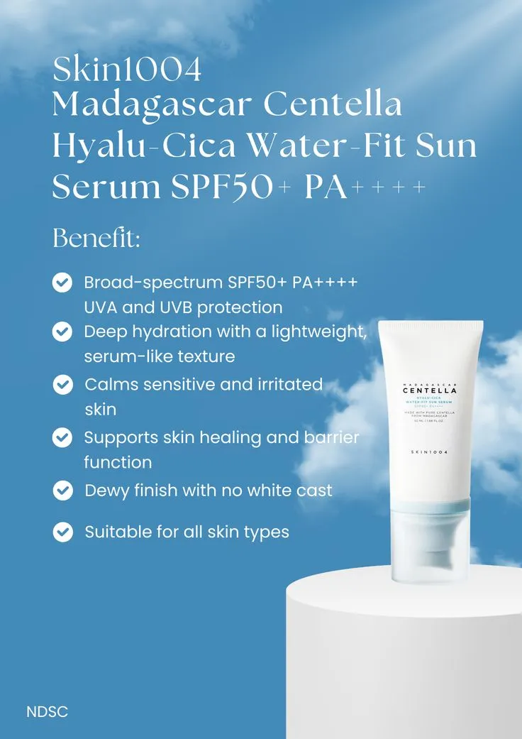 SKIN1004 Madagascar Centella Hyalu-Cica Water-Fit Sun Serum SPF50+ 100ml Thumbnail 3 - Cosmetics